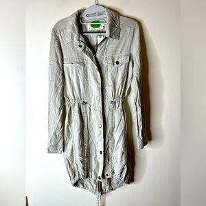 Anthropologie Manto Field Jacket Khaki Lightweight Drawstring Waist Size XS